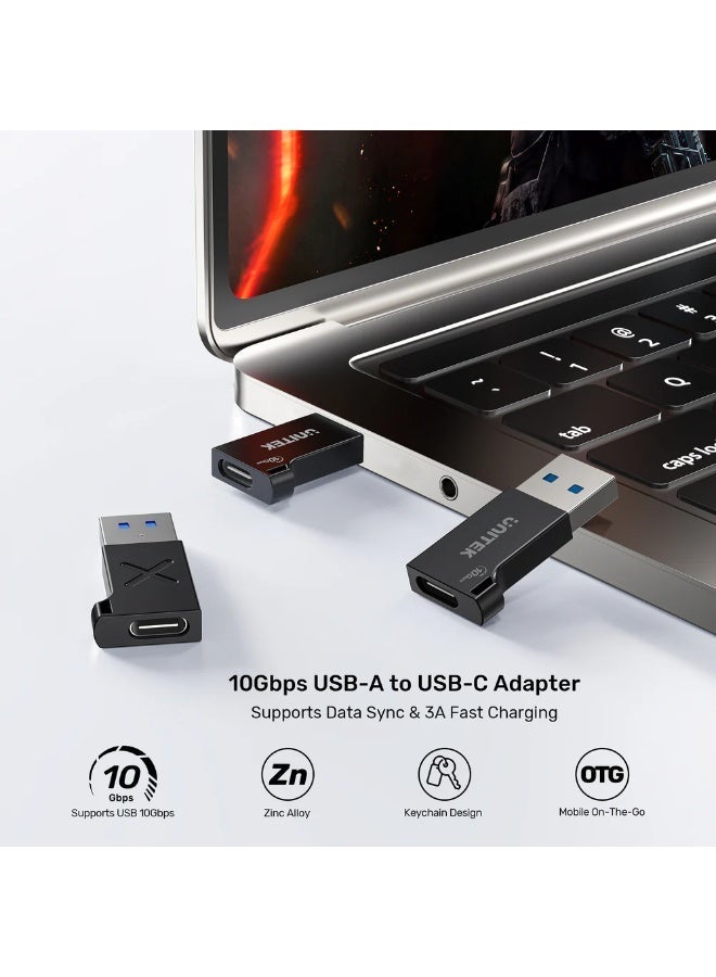 يوني تيك UNITEK USB-A to USB-C Adapter, 10Gbps USB 3.2, 3A Fast Charging, Zinc Alloy, Plug & Play - Image 5
